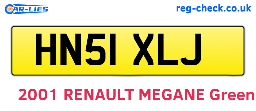 HN51XLJ are the vehicle registration plates.