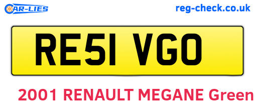 RE51VGO are the vehicle registration plates.