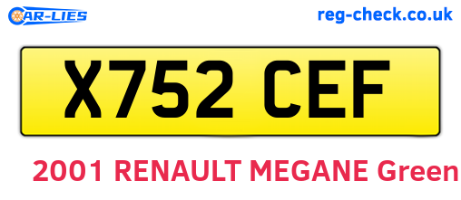 X752CEF are the vehicle registration plates.