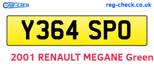 Y364SPO are the vehicle registration plates.
