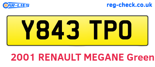 Y843TPO are the vehicle registration plates.