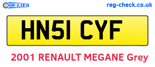 HN51CYF are the vehicle registration plates.