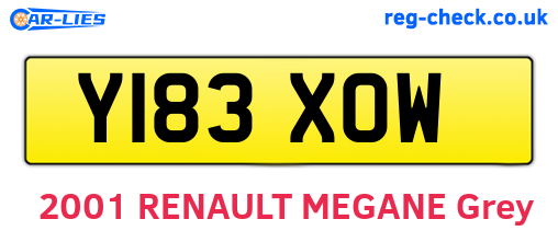 Y183XOW are the vehicle registration plates.