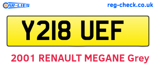 Y218UEF are the vehicle registration plates.