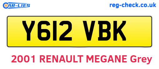 Y612VBK are the vehicle registration plates.