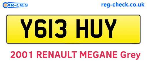 Y613HUY are the vehicle registration plates.