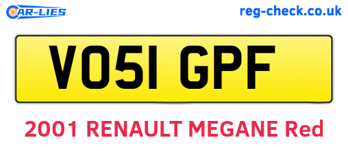 VO51GPF are the vehicle registration plates.
