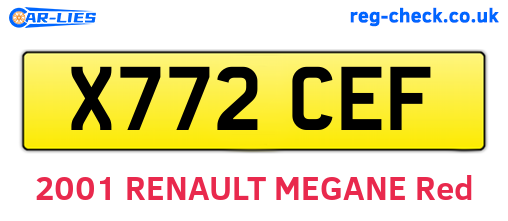 X772CEF are the vehicle registration plates.