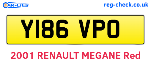 Y186VPO are the vehicle registration plates.