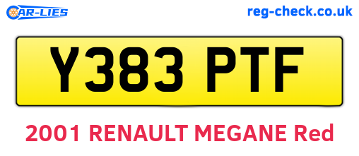 Y383PTF are the vehicle registration plates.