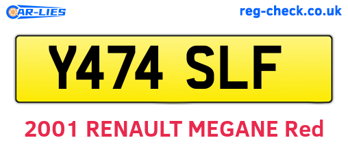 Y474SLF are the vehicle registration plates.