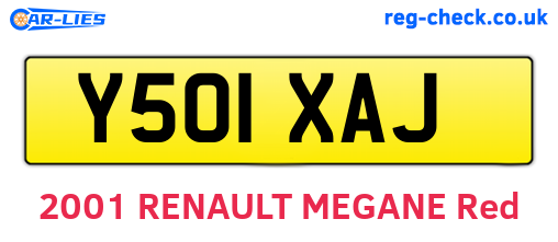 Y501XAJ are the vehicle registration plates.