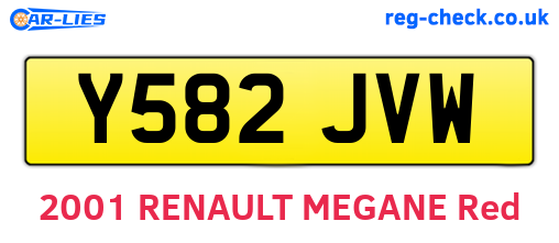 Y582JVW are the vehicle registration plates.