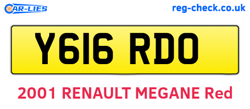 Y616RDO are the vehicle registration plates.