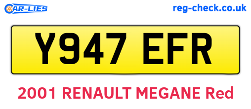 Y947EFR are the vehicle registration plates.