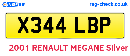 X344LBP are the vehicle registration plates.