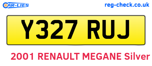 Y327RUJ are the vehicle registration plates.
