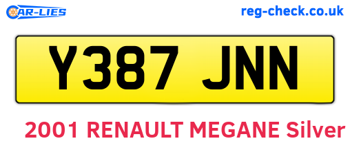 Y387JNN are the vehicle registration plates.