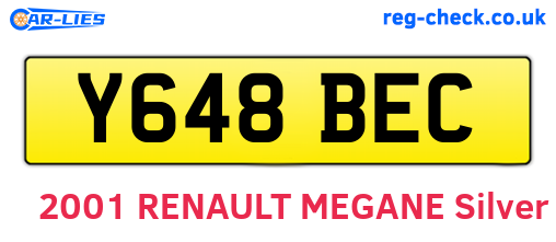 Y648BEC are the vehicle registration plates.
