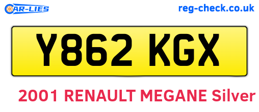 Y862KGX are the vehicle registration plates.