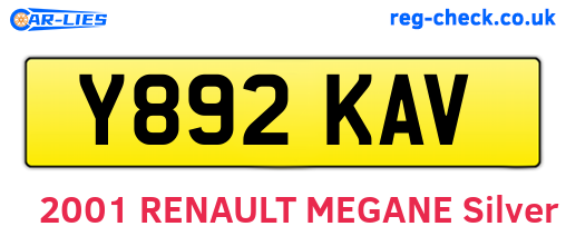 Y892KAV are the vehicle registration plates.