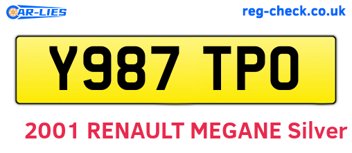 Y987TPO are the vehicle registration plates.