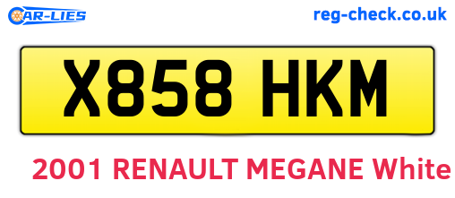 X858HKM are the vehicle registration plates.