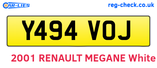 Y494VOJ are the vehicle registration plates.