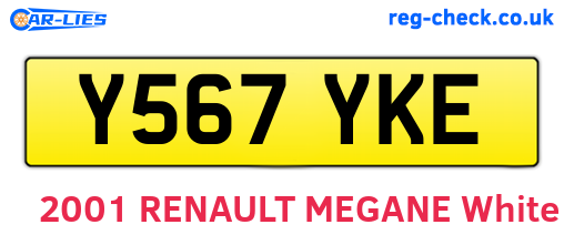 Y567YKE are the vehicle registration plates.