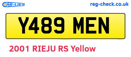 Y489MEN are the vehicle registration plates.