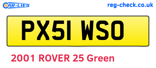 PX51WSO are the vehicle registration plates.