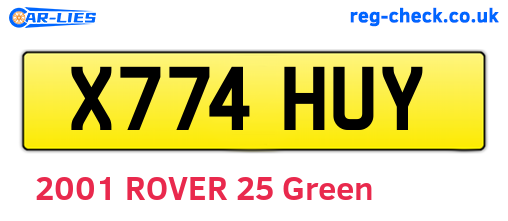 X774HUY are the vehicle registration plates.