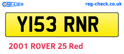 Y153RNR are the vehicle registration plates.