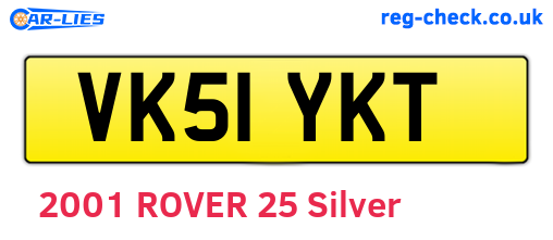 VK51YKT are the vehicle registration plates.
