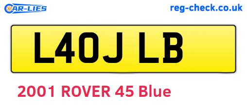 L40JLB are the vehicle registration plates.