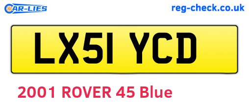 LX51YCD are the vehicle registration plates.