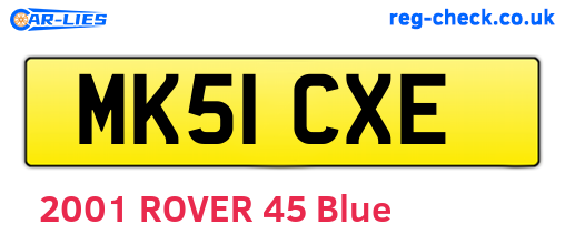 MK51CXE are the vehicle registration plates.