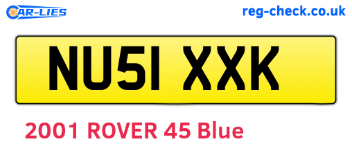 NU51XXK are the vehicle registration plates.