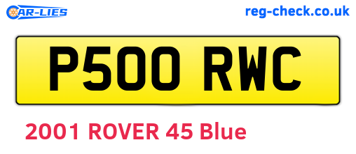 P500RWC are the vehicle registration plates.