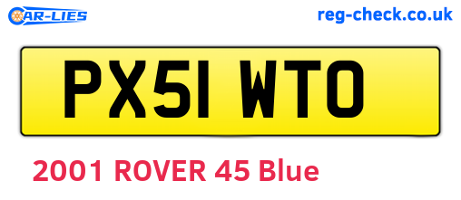 PX51WTO are the vehicle registration plates.