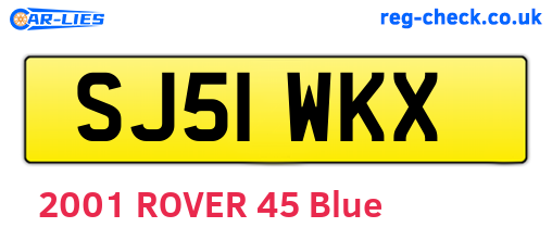 SJ51WKX are the vehicle registration plates.