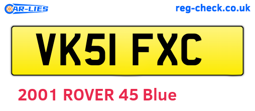 VK51FXC are the vehicle registration plates.