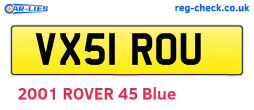 VX51ROU are the vehicle registration plates.