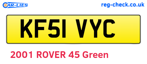 KF51VYC are the vehicle registration plates.