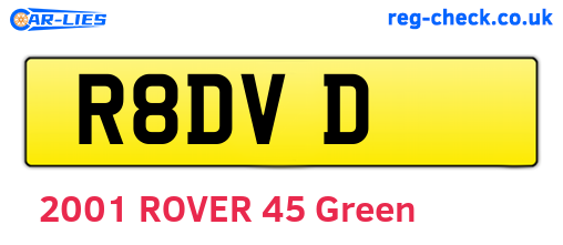 R8DVD are the vehicle registration plates.