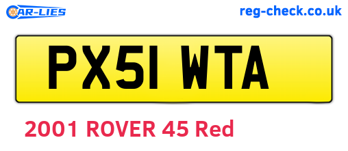 PX51WTA are the vehicle registration plates.