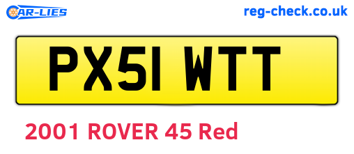 PX51WTT are the vehicle registration plates.
