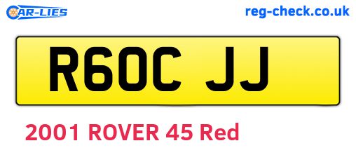 R60CJJ are the vehicle registration plates.
