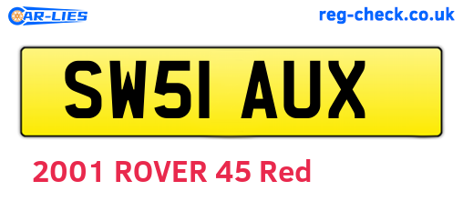 SW51AUX are the vehicle registration plates.