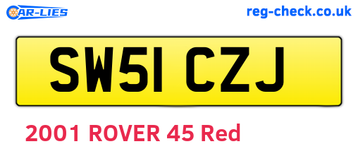 SW51CZJ are the vehicle registration plates.